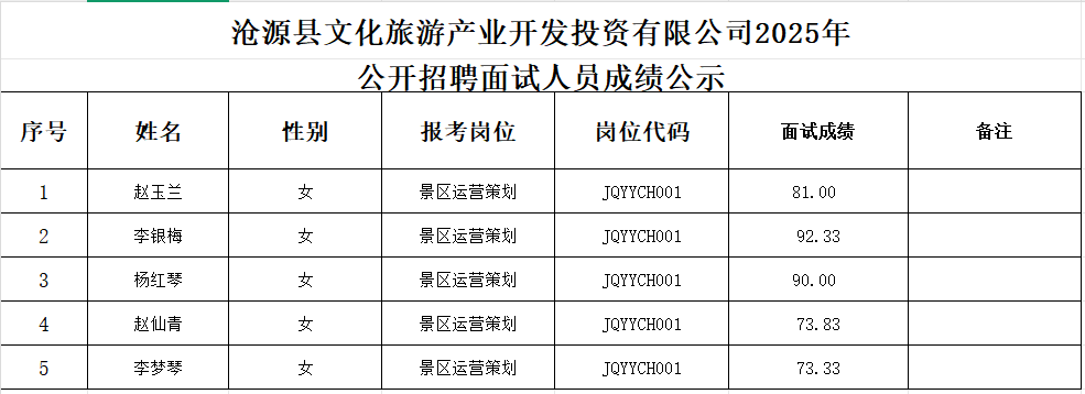 第二批面试成绩
